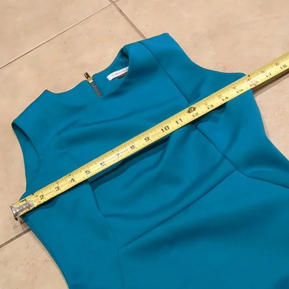 Calvin Klein Teal Sheath Dress Size 2 - Picture 4 of 5